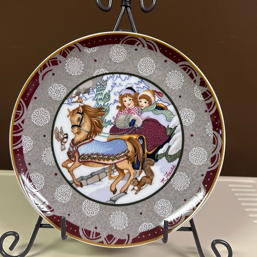 Heinrich porcelain decorative plate Over the River and Through the Woods